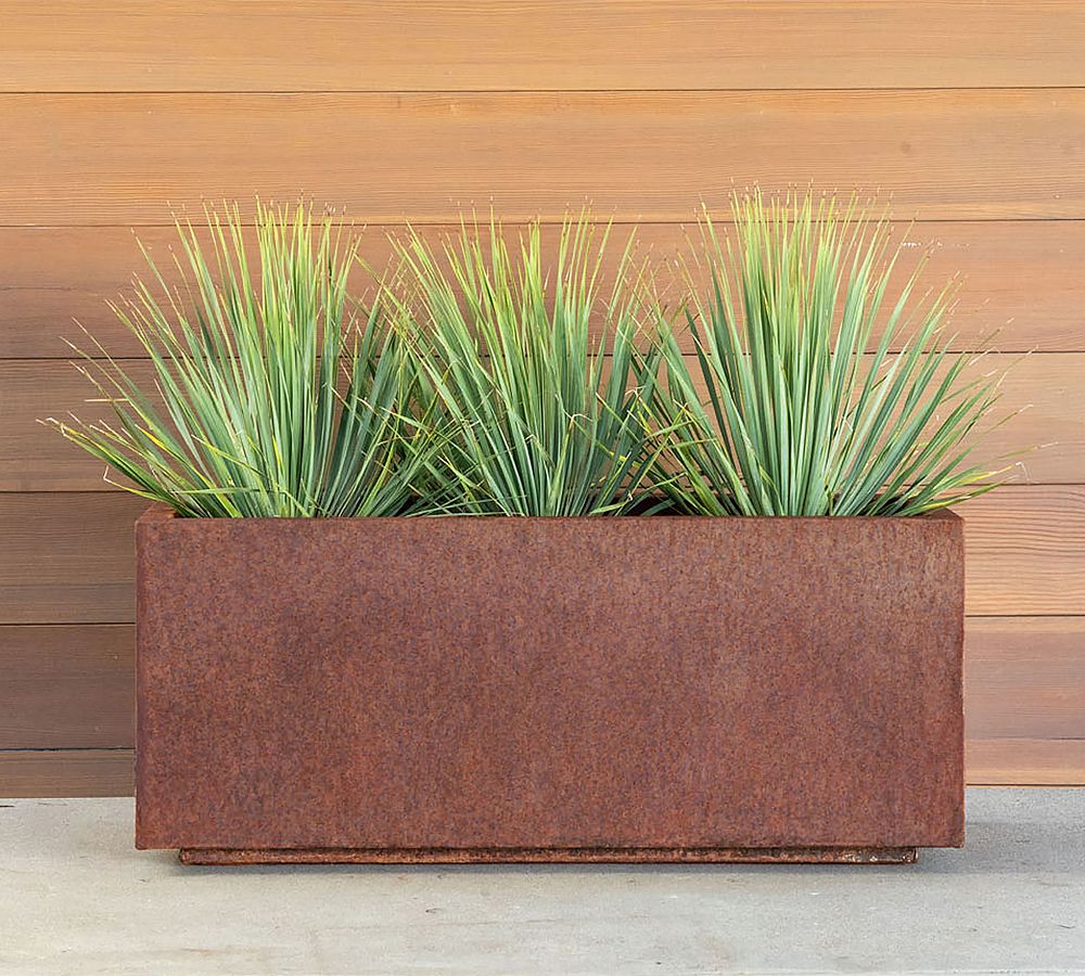 Pottery Barn Long Box Outdoor Planters - Corten Steel