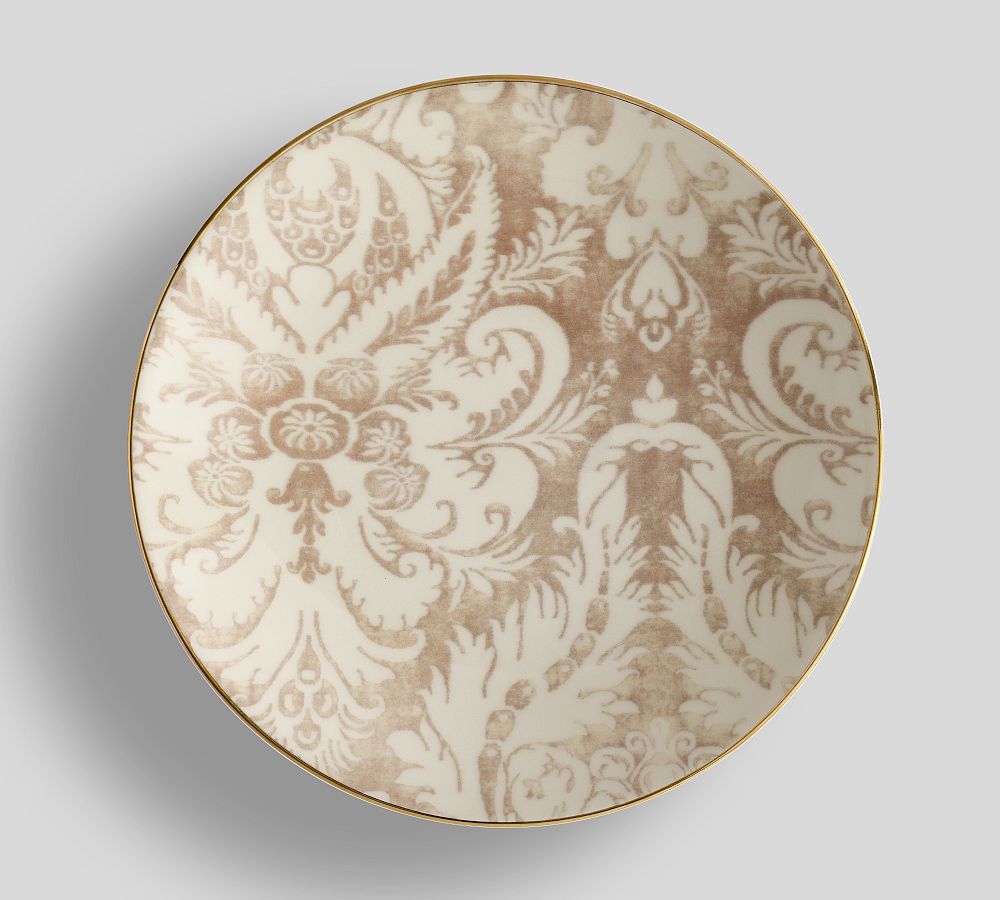 Pottery Barn Stella Damask Stoneware Salad Plates - Set of 4
