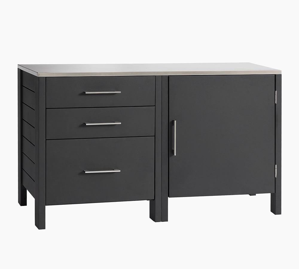 Pottery Barn Malibu Metal Outdoor Kitchen 3-Drawer & Single-Door Cabinet (28")