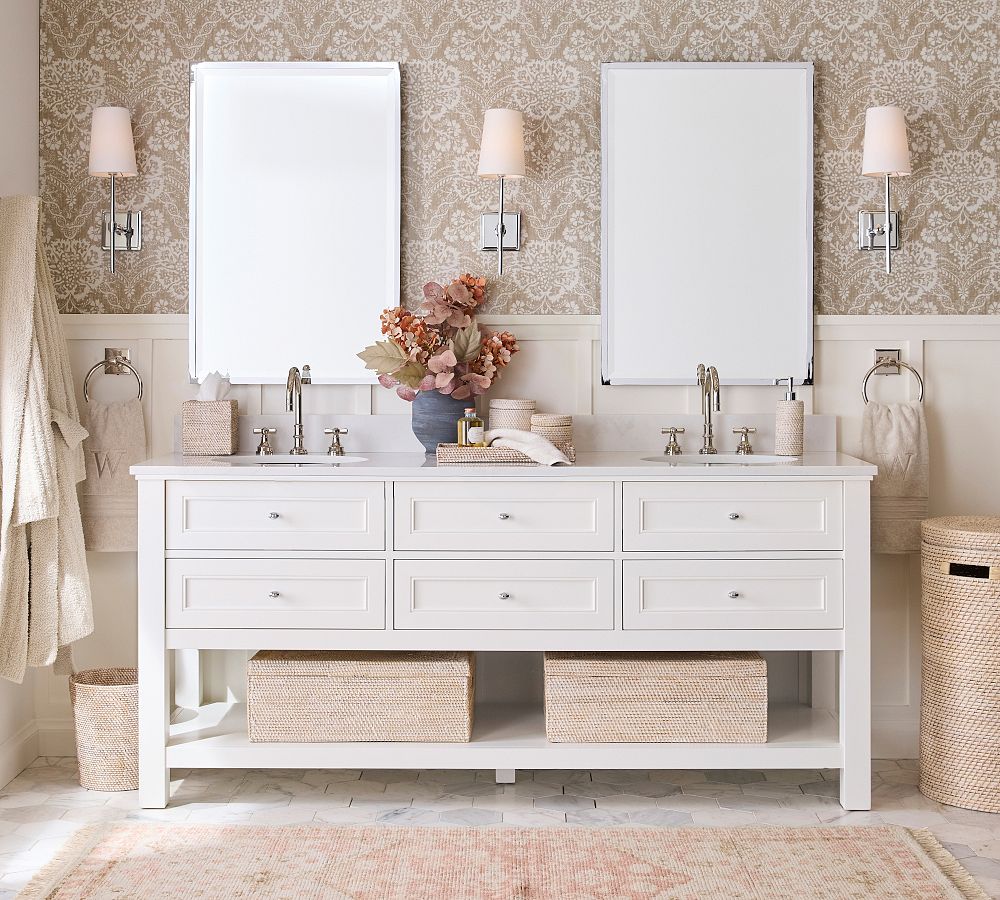 Pottery Barn Tava Handwoven Rattan Bathroom Accessories