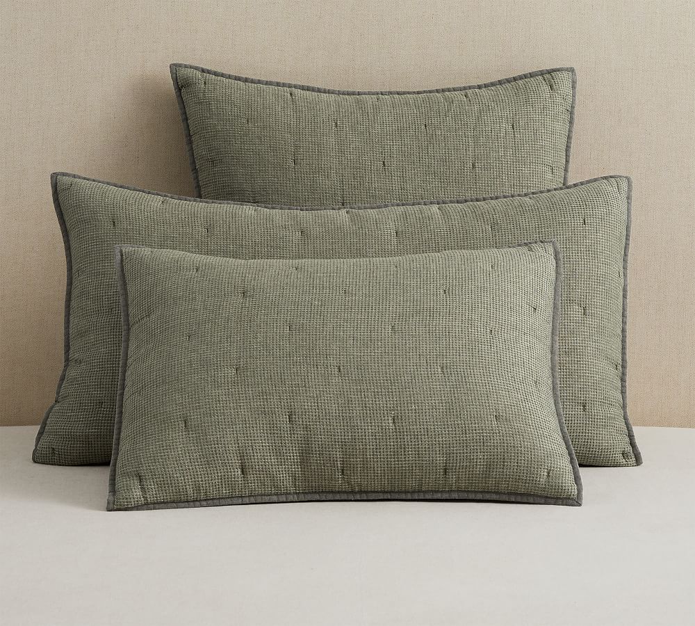 Pottery Barn European Flax Linen Waffle Quilt