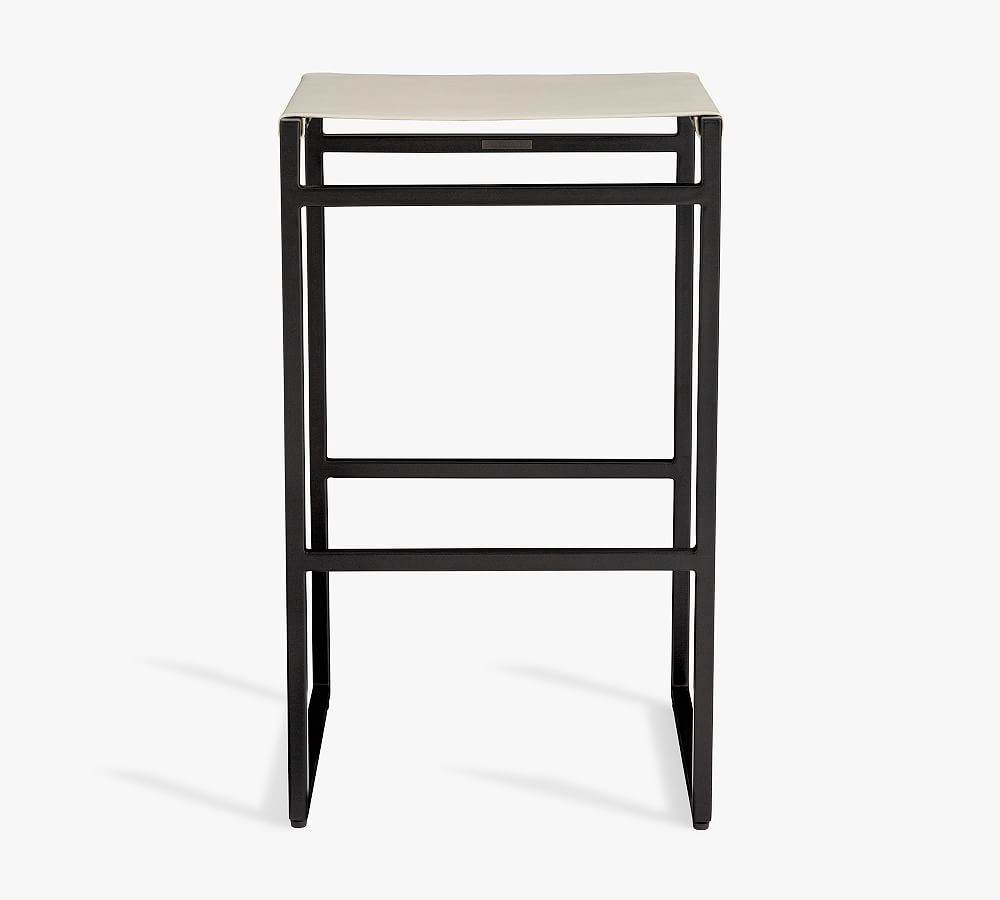 Pottery Barn Hardy Backless Leather Stool