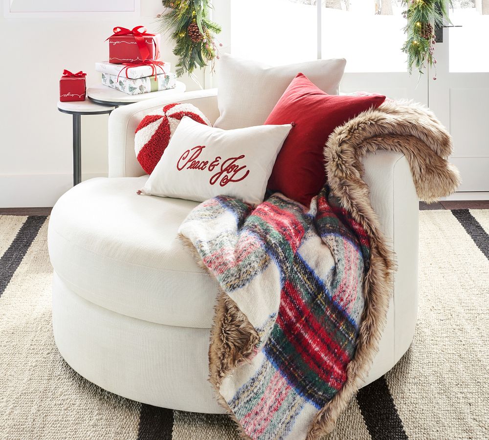 Pottery Barn Cozy Teddy Faux Fur Orn-A-Mint Shaped Pillow