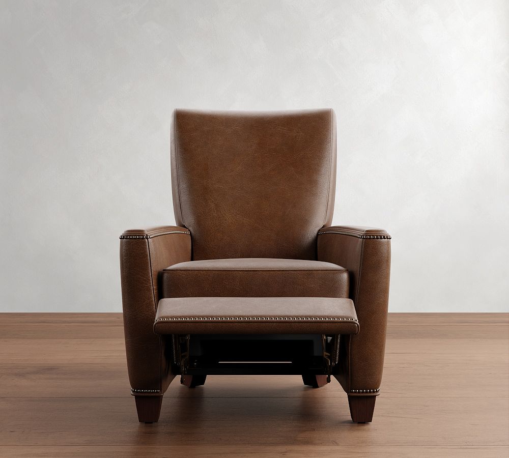 Pottery Barn Irving Square Arm Leather Manual & Power Recliner