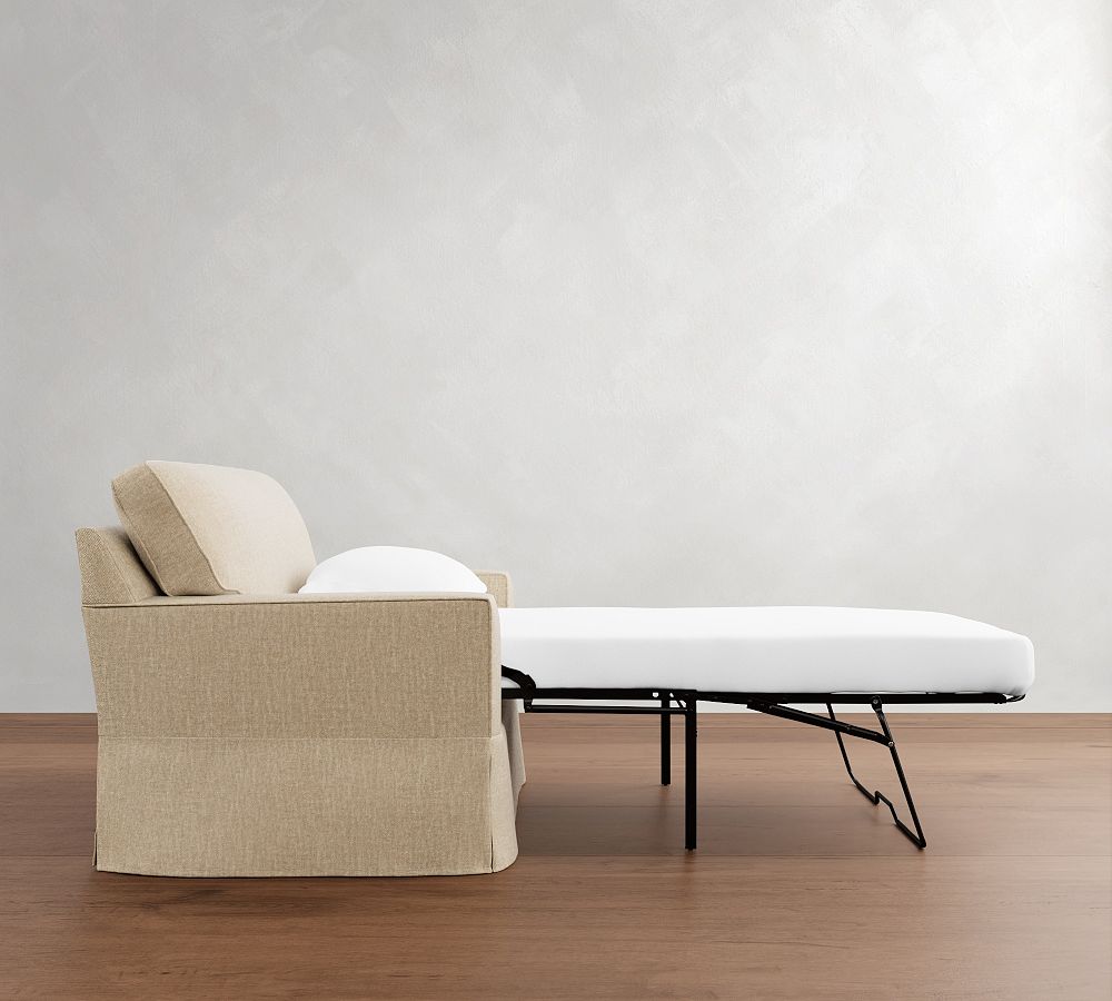 Pottery Barn Buchanan Square Arm Slipcovered Twin Sleeper Sofa with Memory Foam Mattress (54")