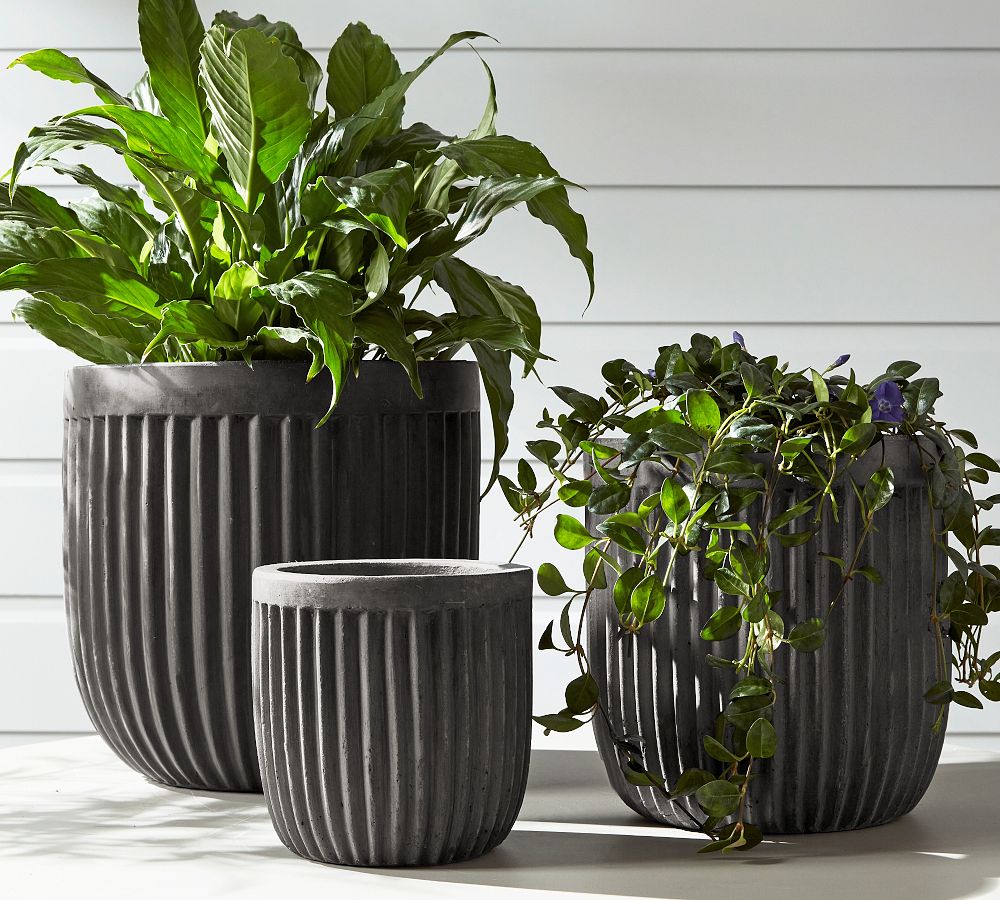 Pottery Barn Concrete Fluted Outdoor Planters