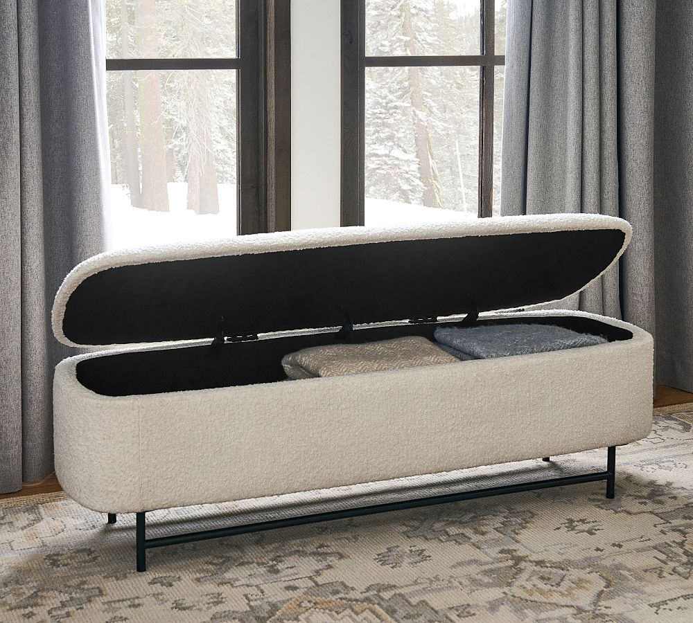 Pottery Barn Melrose Upholstered Storage Bench (57")