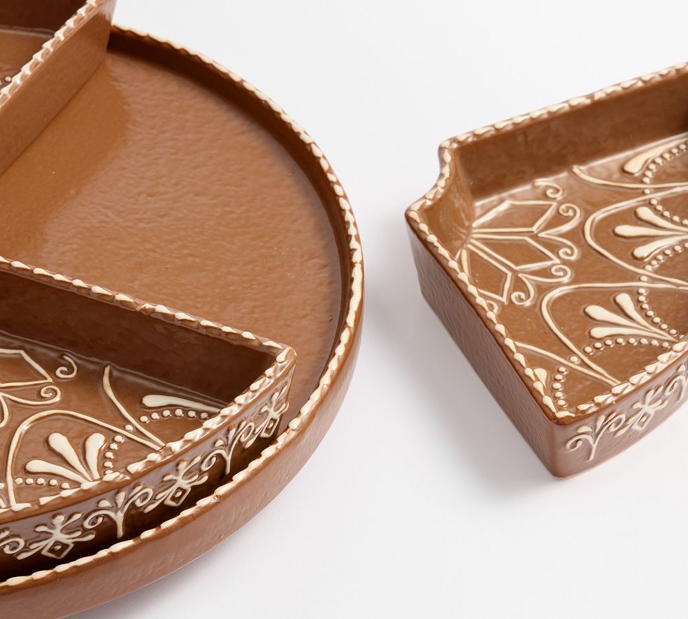 Pottery Barn Gingerbread Stoneware Lazy Susan