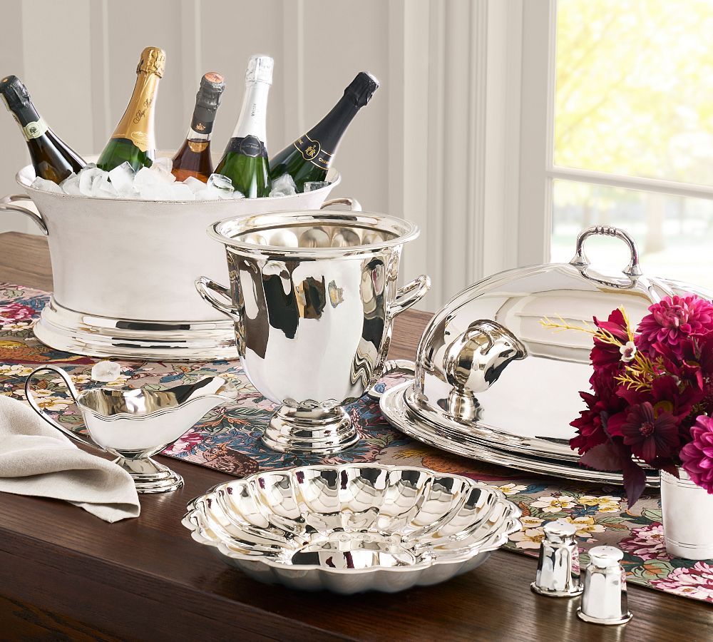 Pottery Barn Heritage Silver Oval Turkey Platter