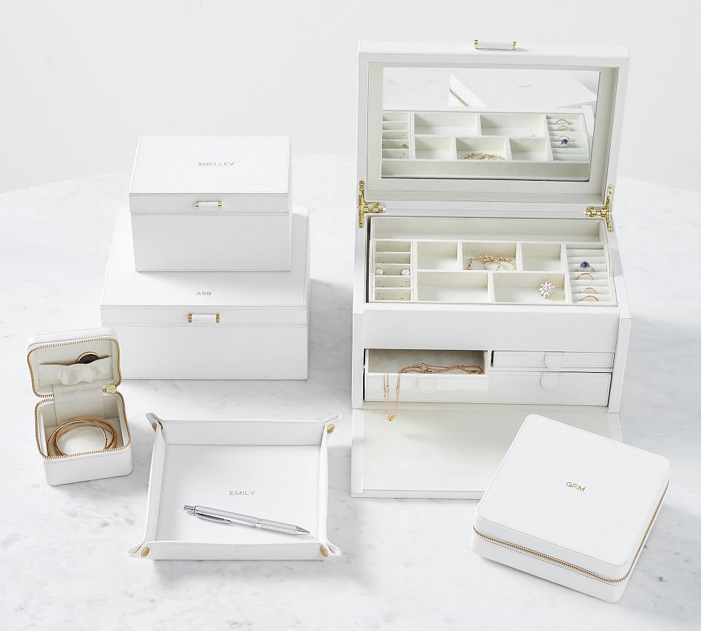 Pottery Barn Quinn Leather Jewelry Storage Collection - Foil Debossed