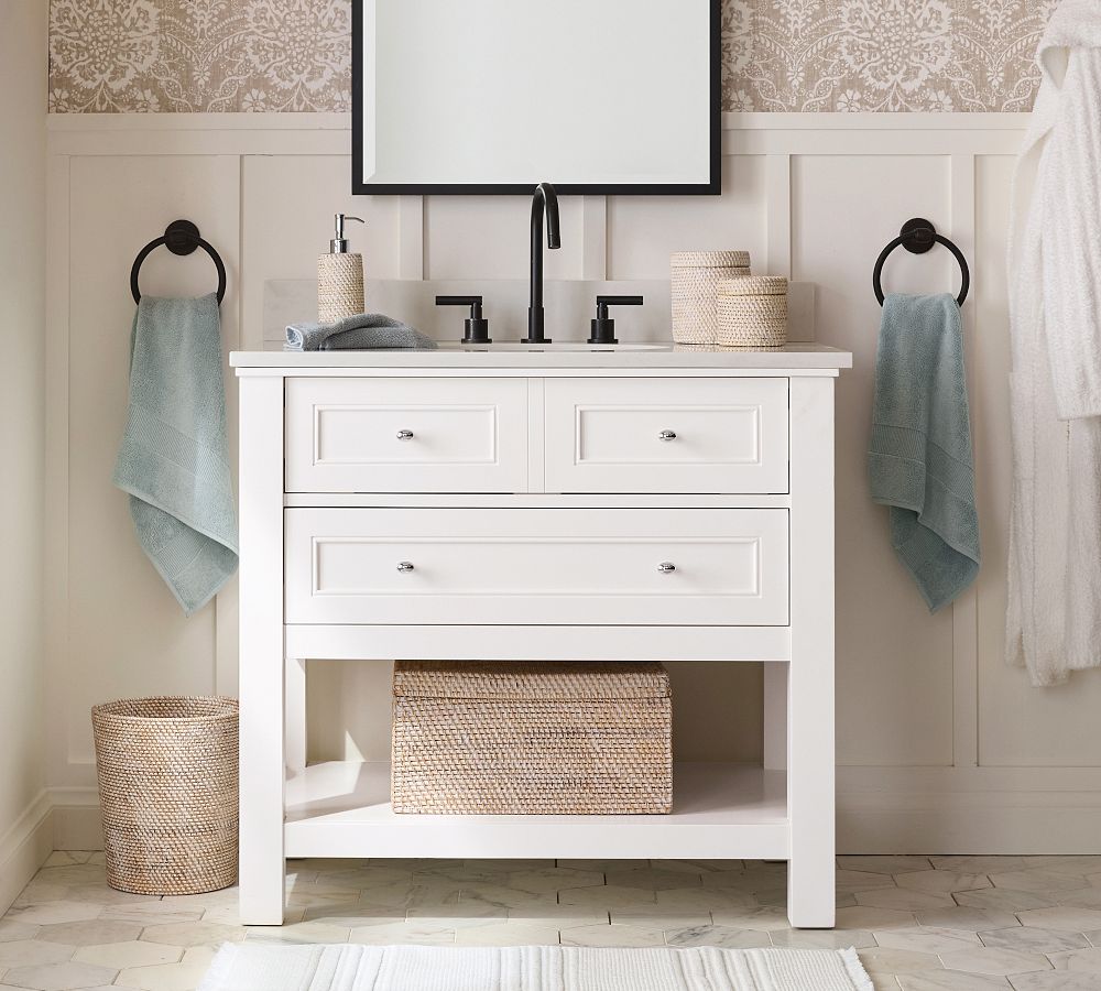 Pottery Barn Tava Handwoven Rattan Bathroom Accessories