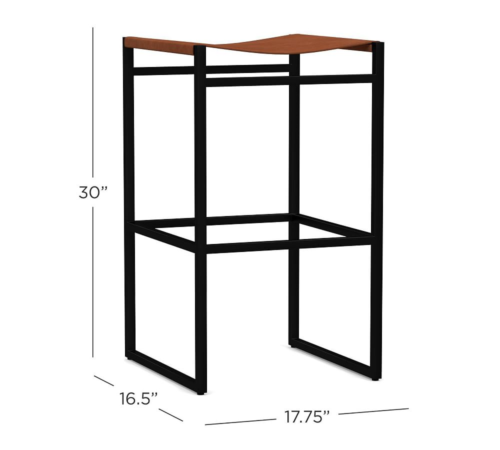 Pottery Barn Hardy Backless Leather Stool