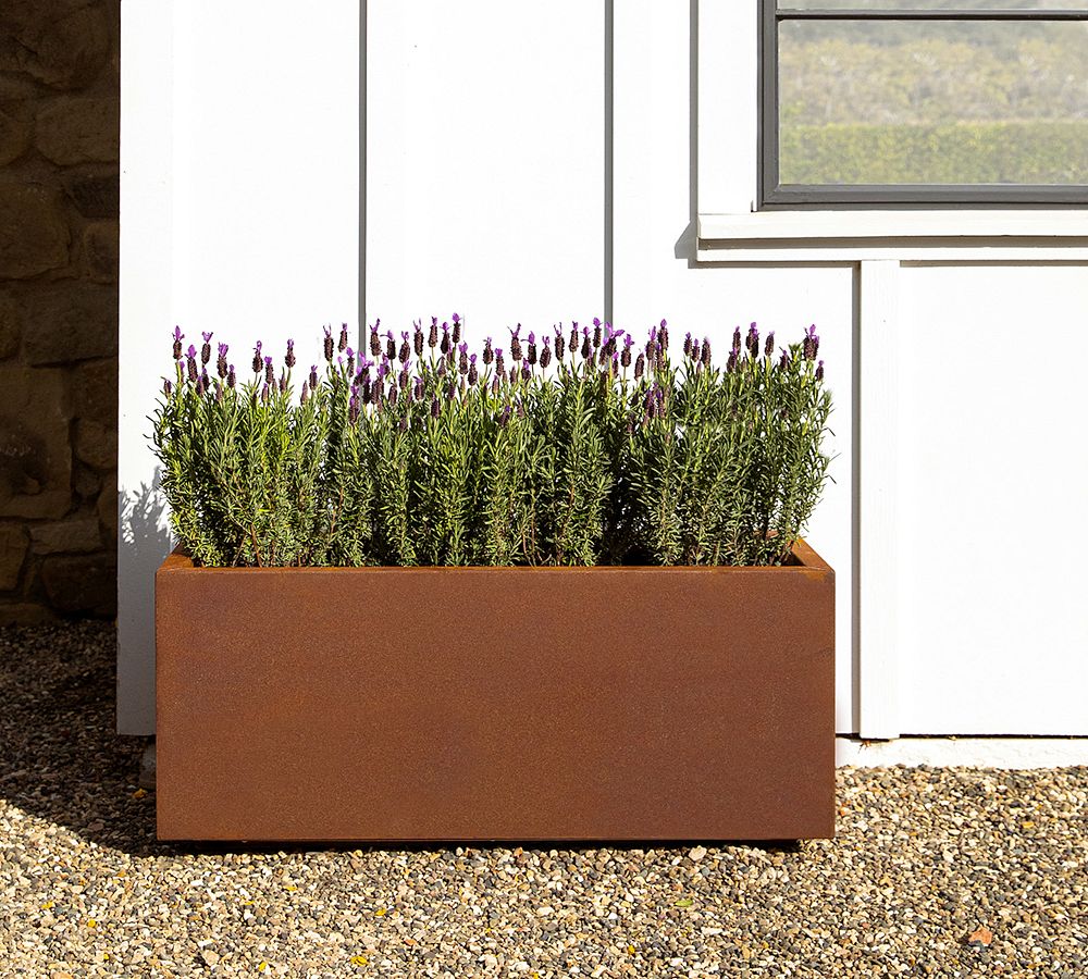 Pottery Barn Long Box Outdoor Planters - Corten Steel