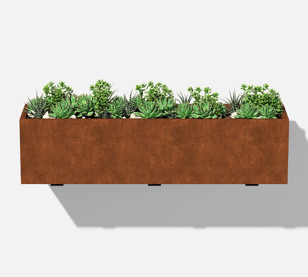 Pottery Barn Trough Corten Steel Outdoor Planters