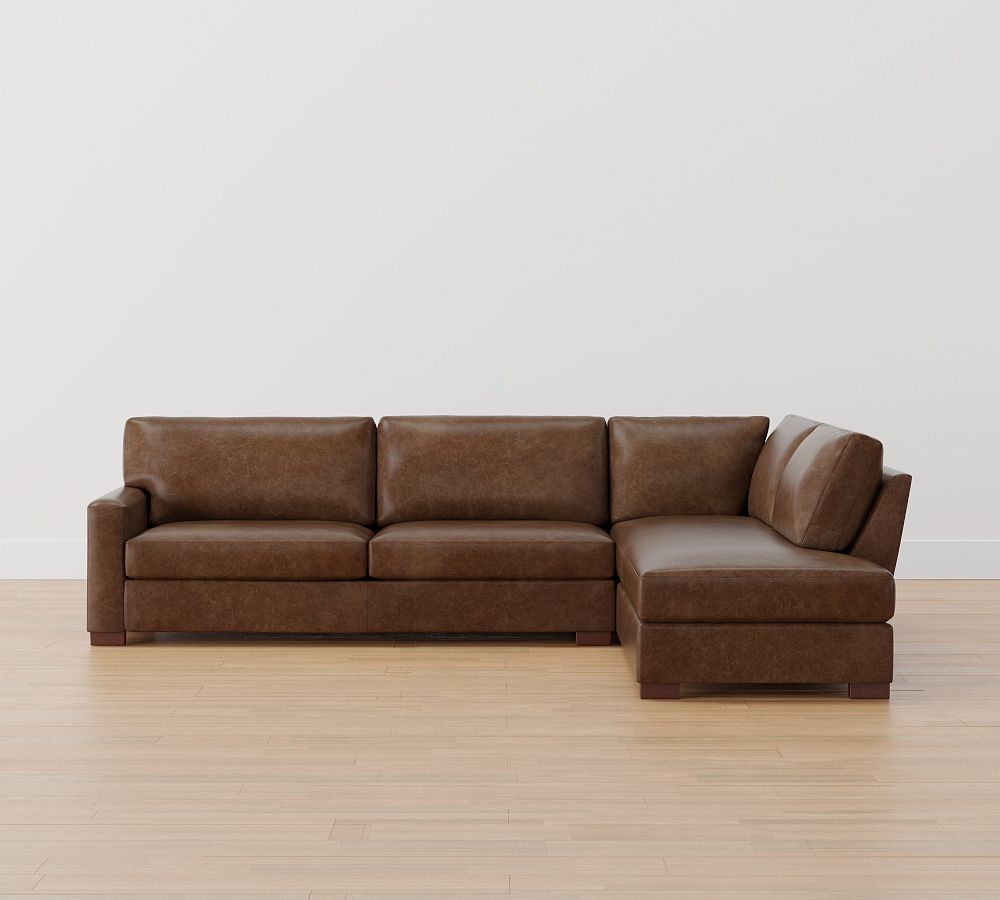 Pottery Barn Turner Square Arm Leather Return Bumper Sectional (106"&ndash;125")