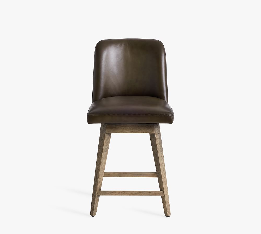 Pottery Barn Layton Leather Swivel Stool