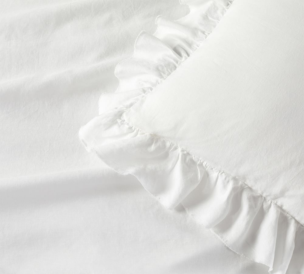 Pottery Barn Belgian Flax Linen Fringe Ruffle Sham