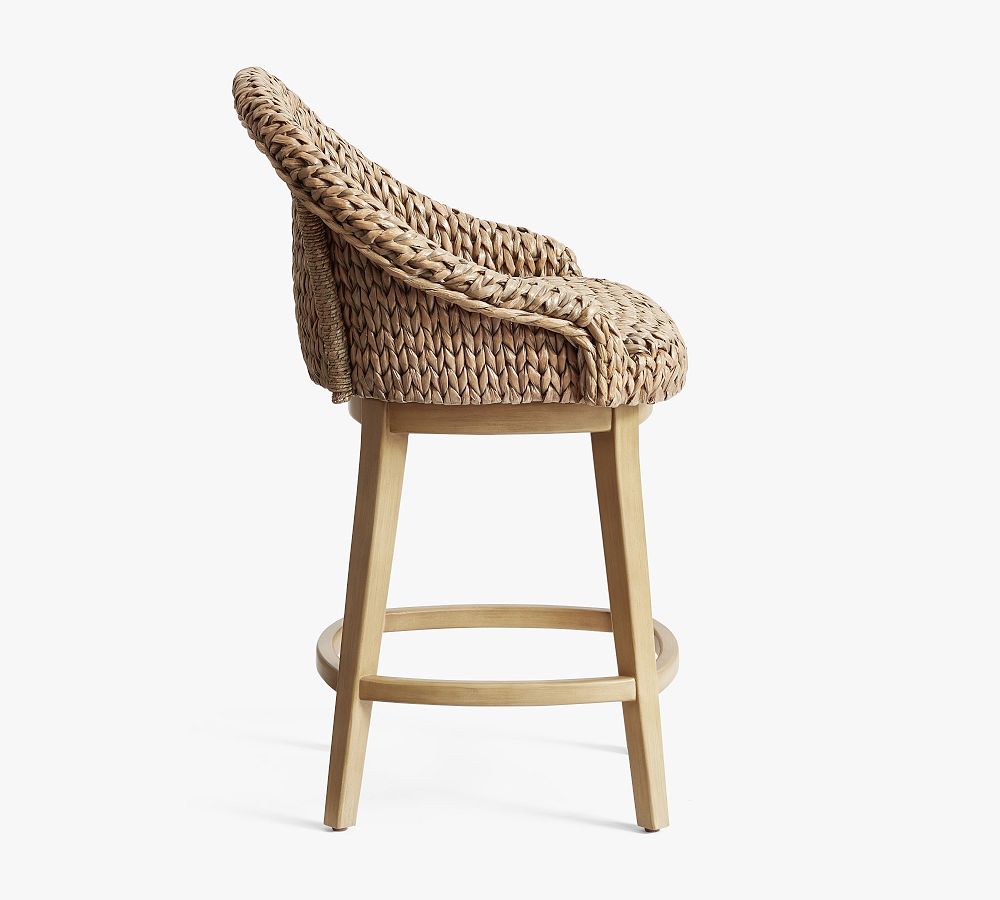 Pottery Barn Seagrass Bucket Swivel Counter Stool