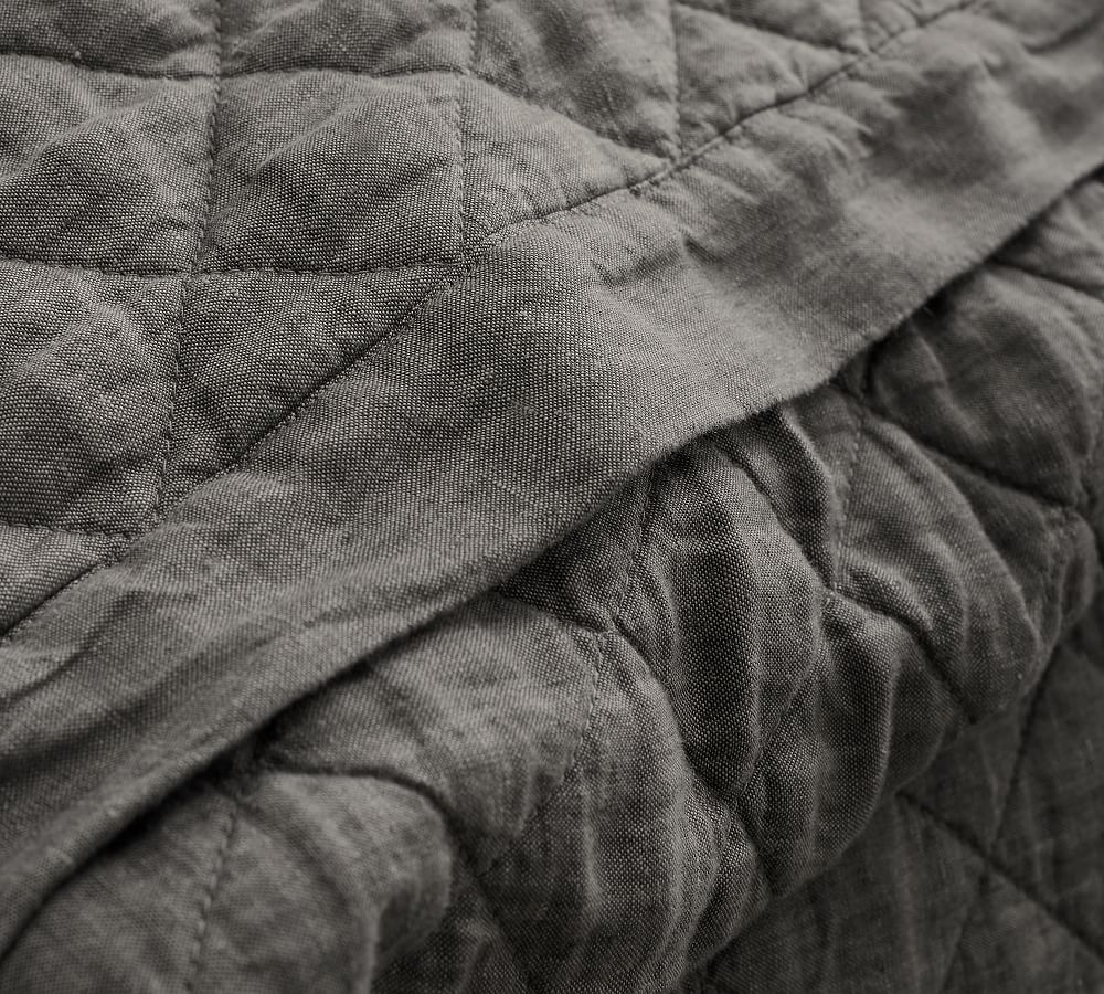 Pottery Barn Belgian Flax Linen Diamond Quilt