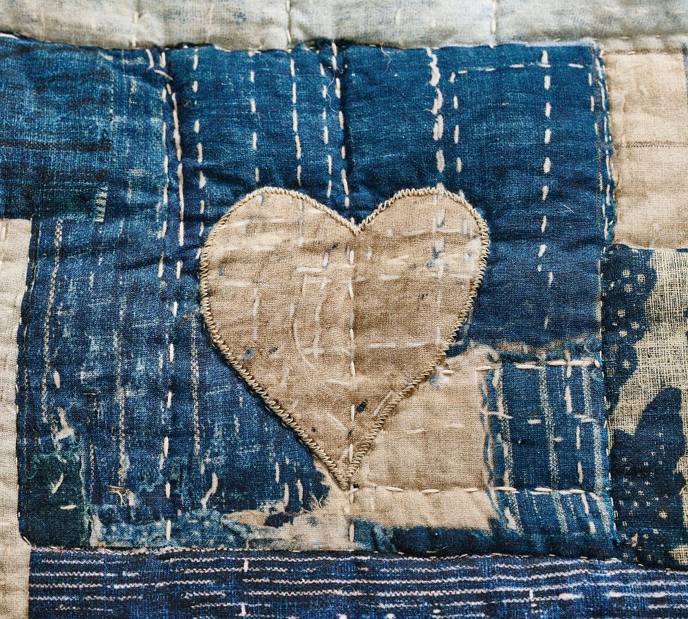 Pottery Barn Love Handcrafted Reversible Quilt
