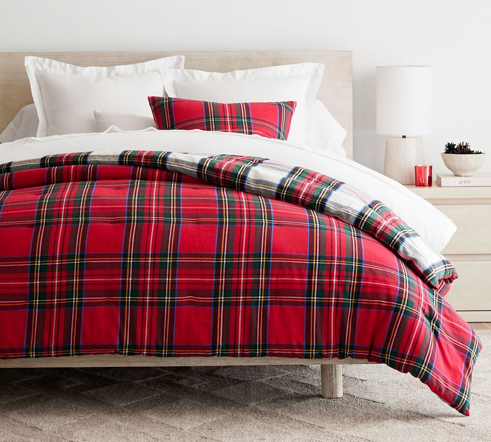 Pottery Barn Stewart Plaid Flannel Reversible Comforter