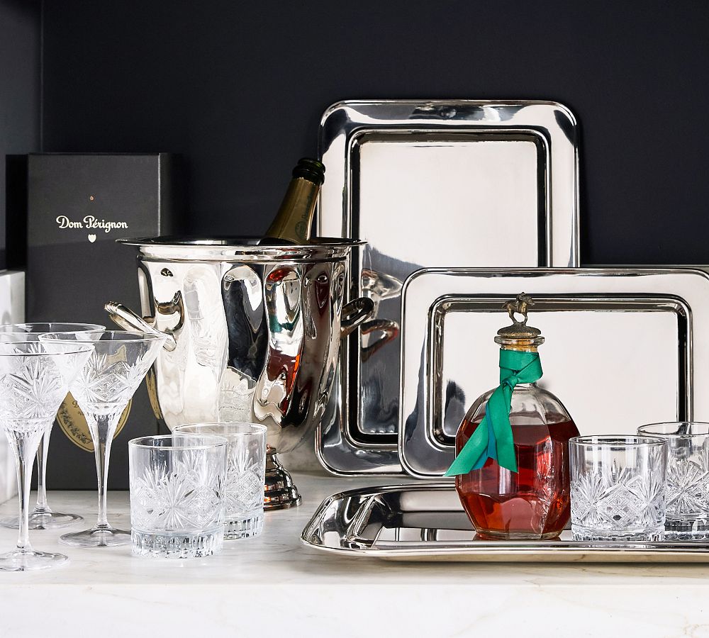 Pottery Barn Heritage Silver Bar Trays - Set of 3