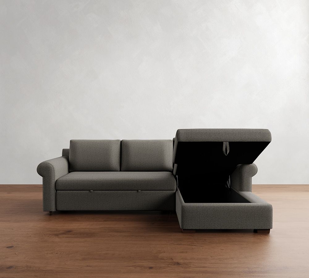 Pottery Barn Shasta Roll Arm Trundle Chaise Sleeper Sectional - Storage Available (102")