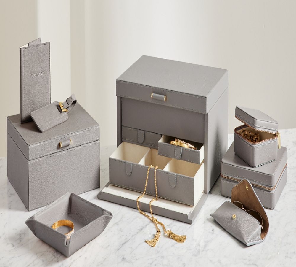 Pottery Barn Quinn Leather Jewelry Storage Collection - Printed