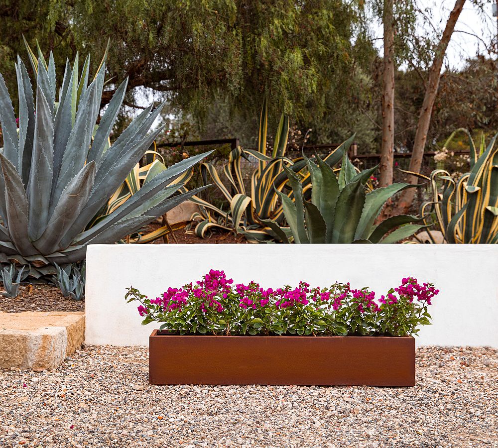 Pottery Barn Trough Corten Steel Outdoor Planters