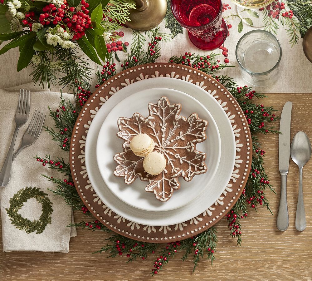 Pottery Barn Gingerbread Stoneware Charger Plates