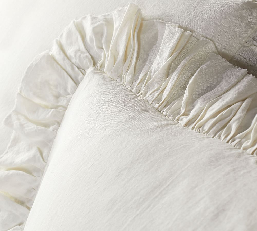 Pottery Barn Belgian Flax Linen Fringe Ruffle Sham