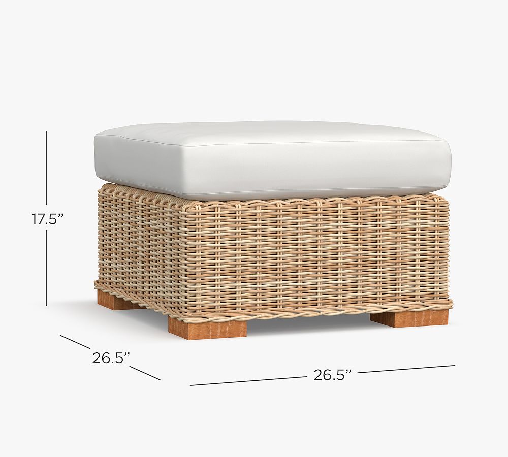 Pottery Barn Huntington All-Weather Wicker Ottoman (27")
