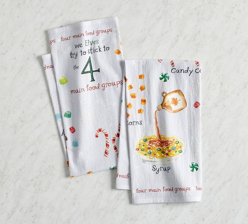 Pottery Barn Elf Food Groups Cotton Tea Towels - Set of 2