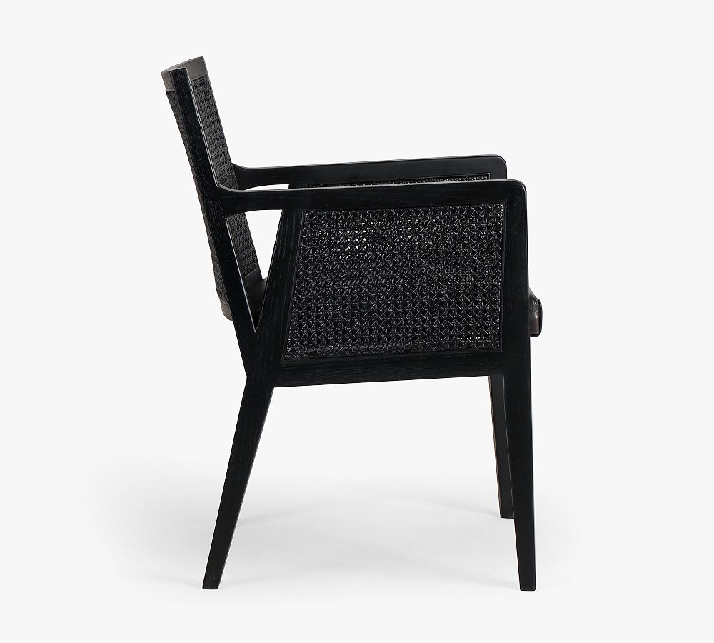 Pottery Barn Lisbon Cane Leather Dining Armchair