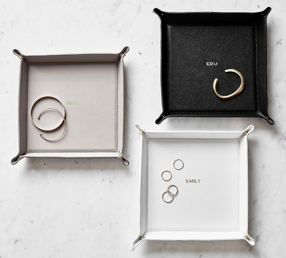 Pottery Barn Quinn Leather Jewelry Storage Collection - Foil Debossed