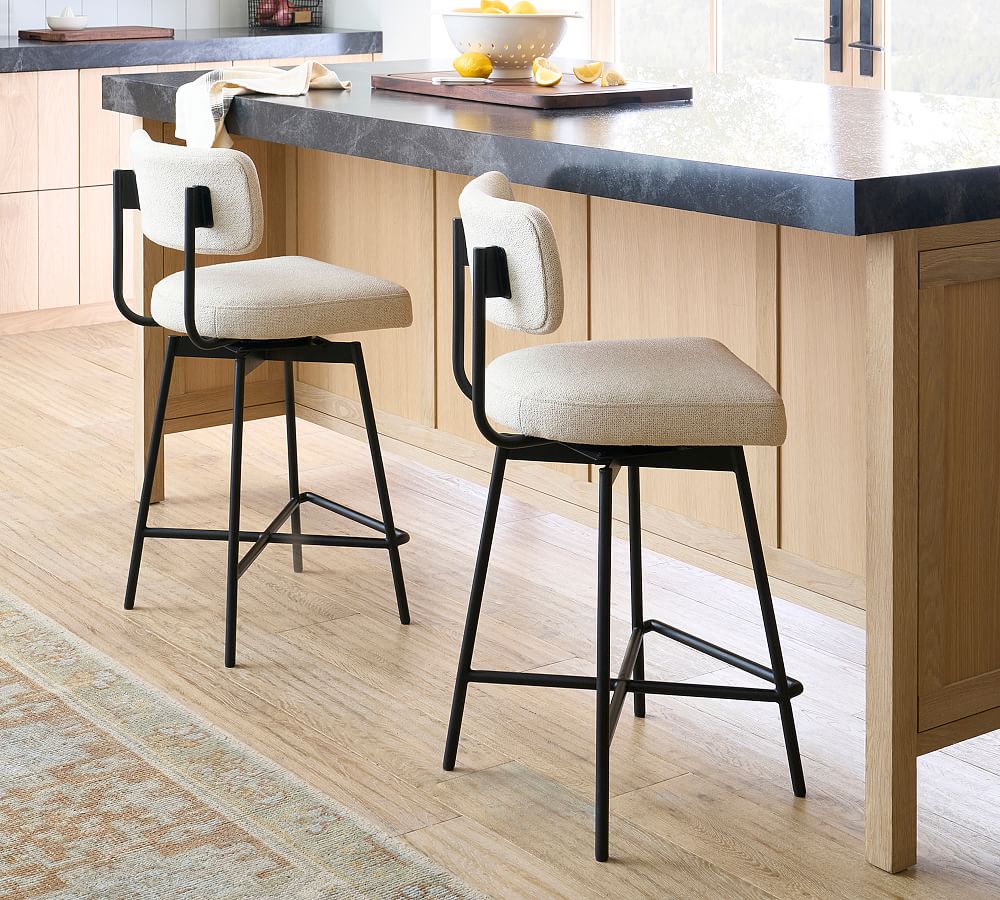 Pottery Barn Maison Upholstered Swivel Stool