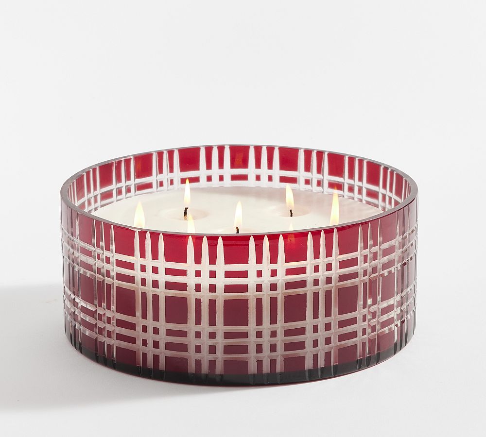 Pottery Barn Stewart Plaid Candle - Winter Berry