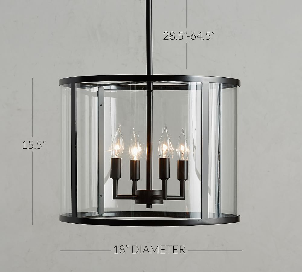 Pottery Barn Manor Outdoor Round Glass & Iron Pendant (18")