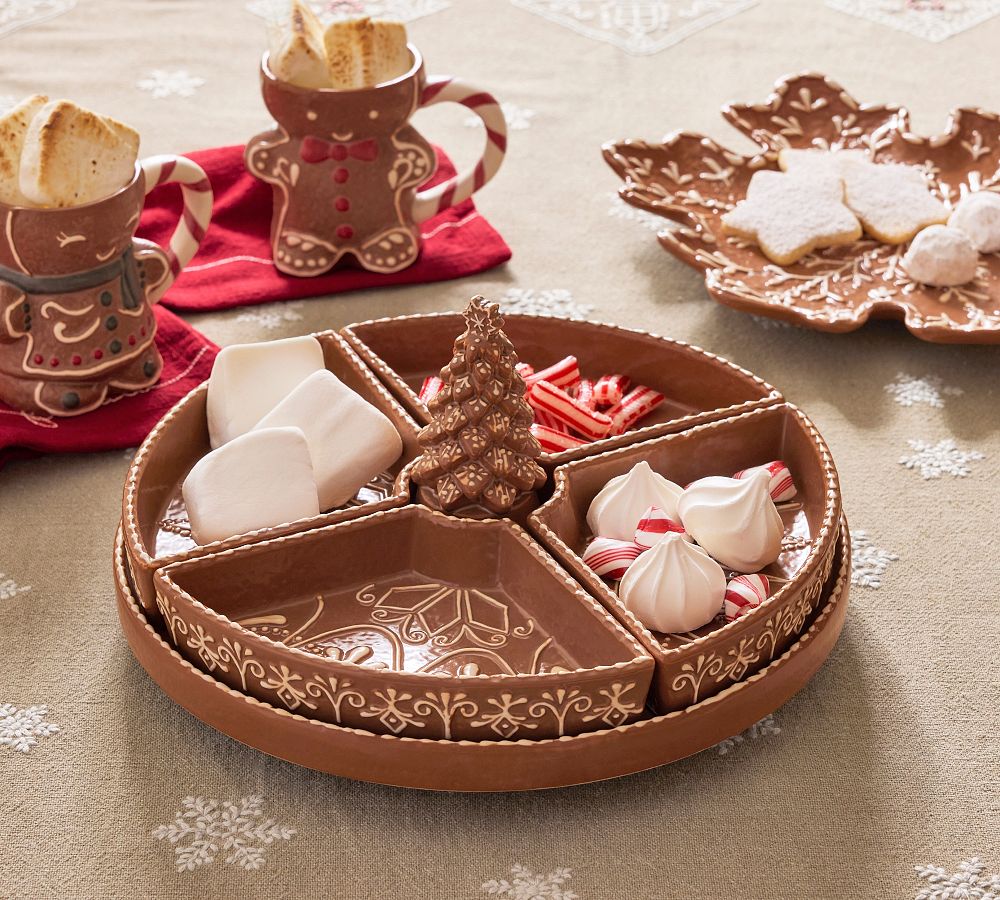 Pottery Barn Gingerbread Stoneware Lazy Susan