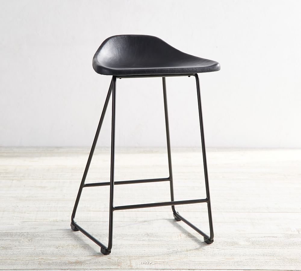 Pottery Barn Brenner Leather Counter Stool