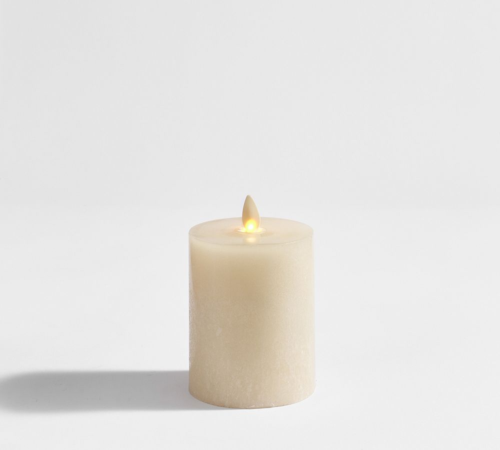 Pottery Barn Premium Flickering Flameless Wax Pillar Candle - Salt Washed