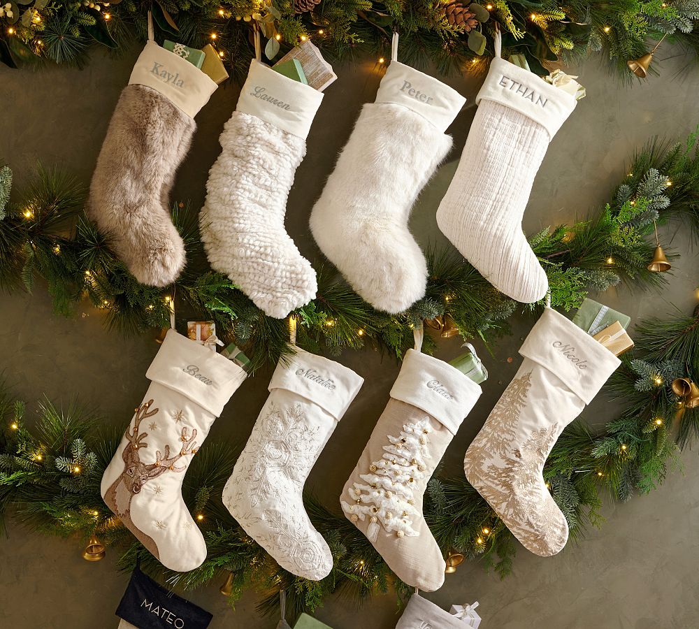 Pottery Barn Embellished Velvet Stockings