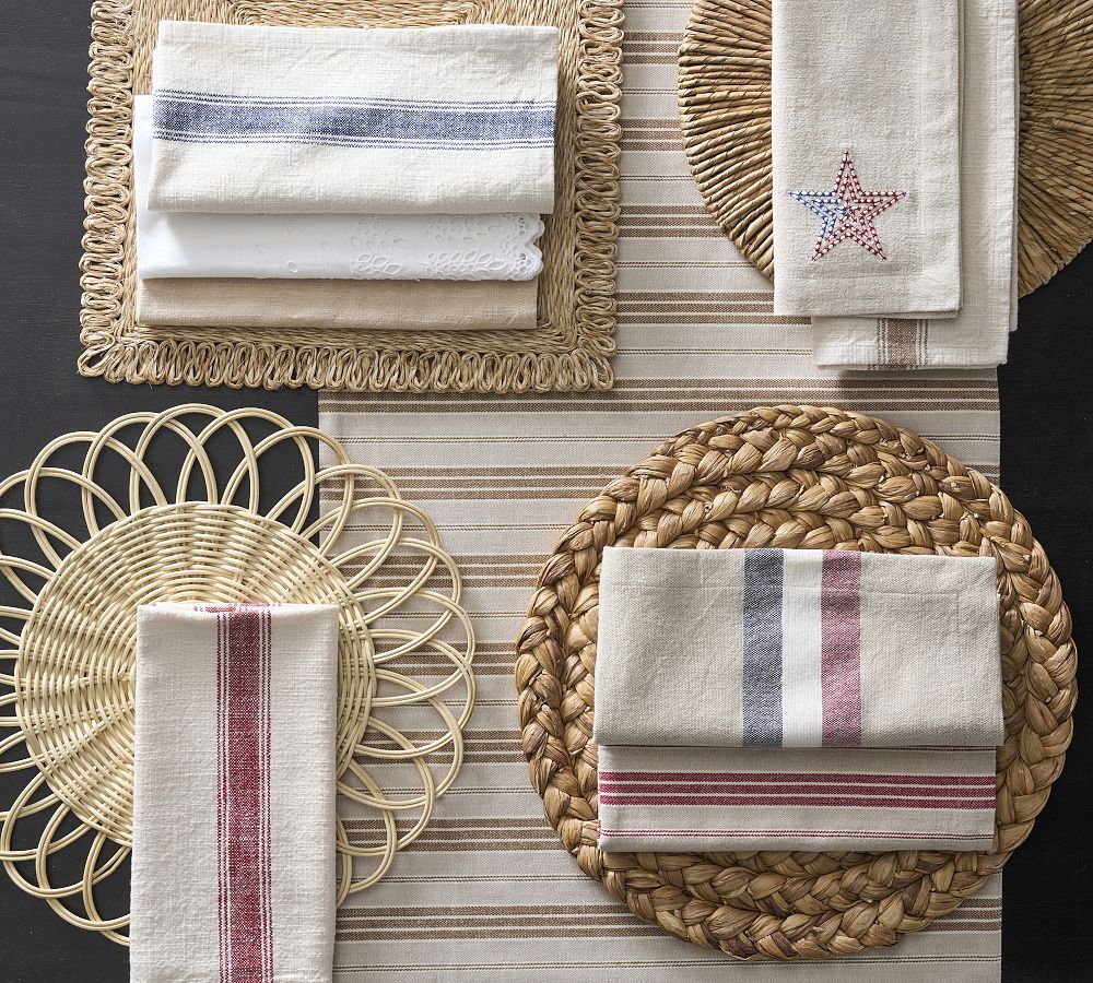 Pottery Barn Patriotic Stripe Cotton Napkins - Set of 4