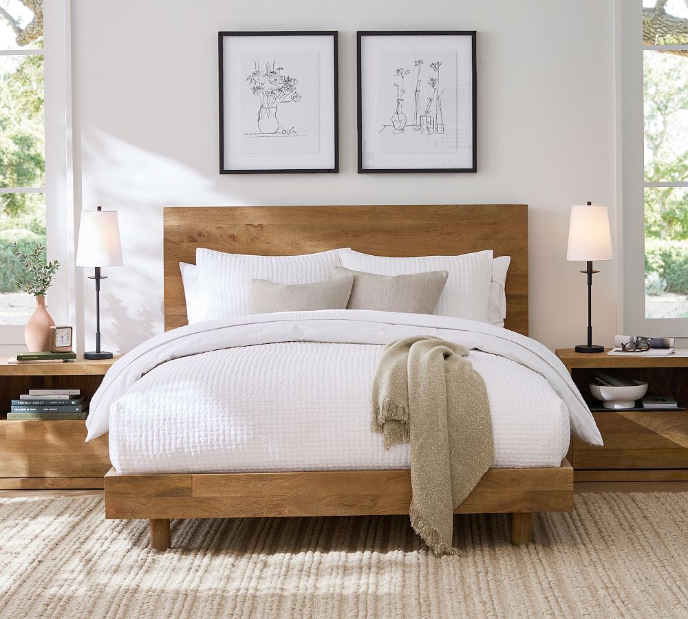 Pottery Barn Pick-Stitch Handcrafted Cotton Linen Quilt