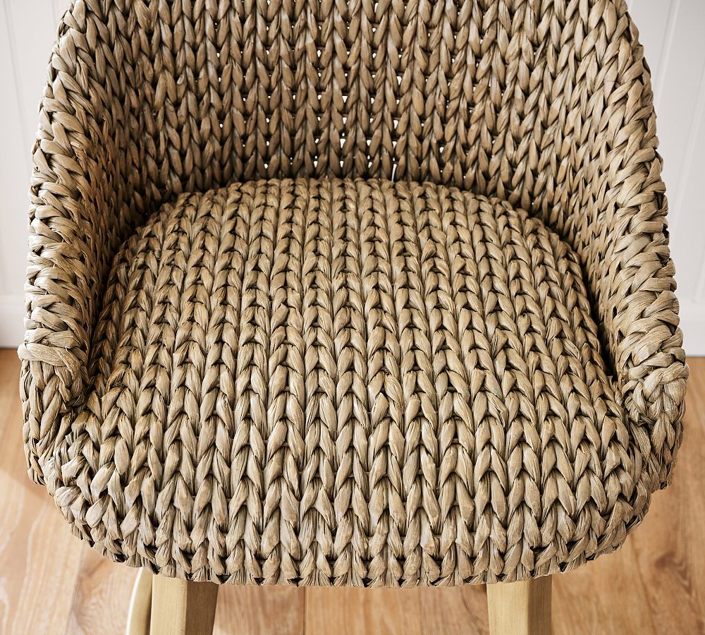 Pottery Barn Seagrass Bucket Swivel Counter Stool