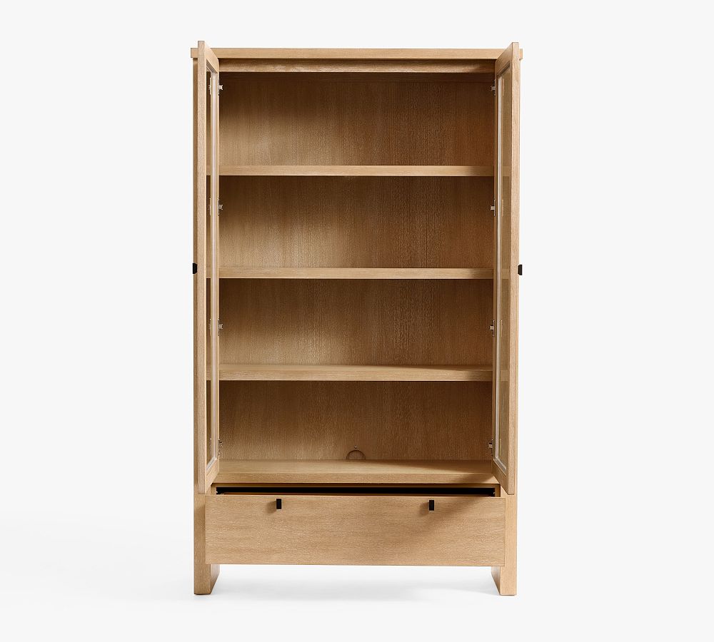 Pottery Barn Modern Farmhouse Glass Cabinet with Drawers