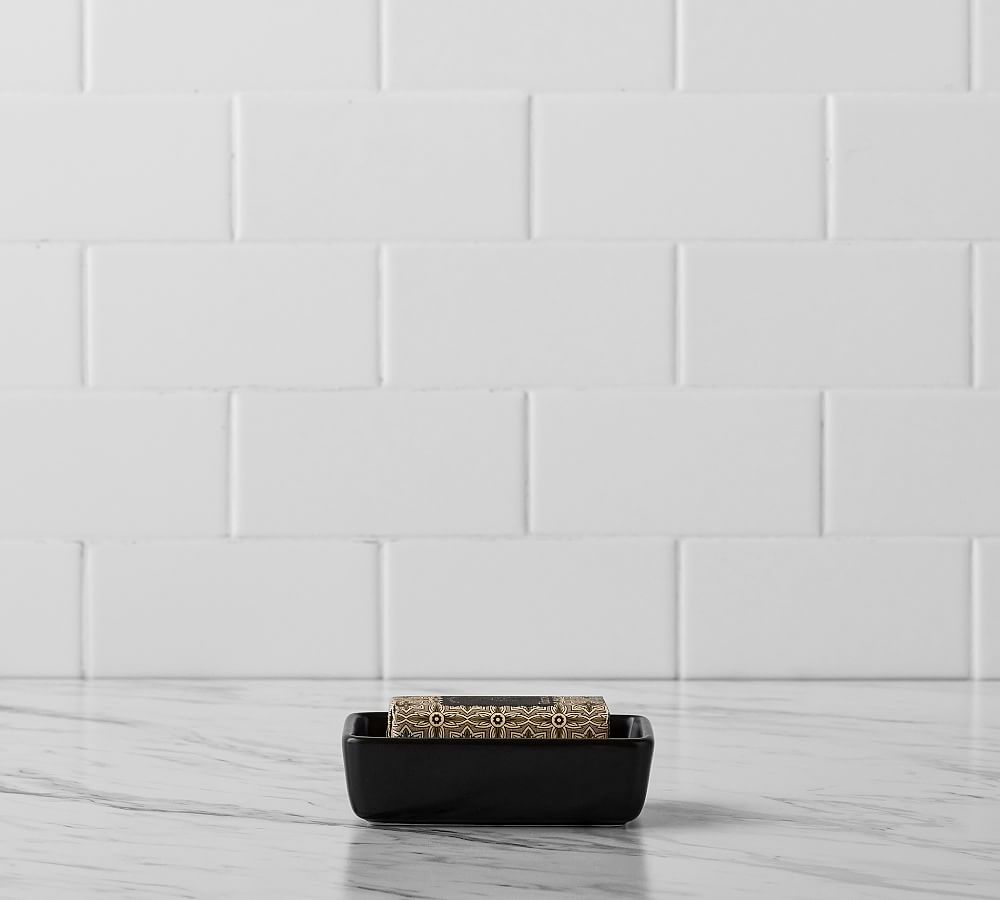 Pottery Barn Matte Black Porcelain Bathroom Accessories