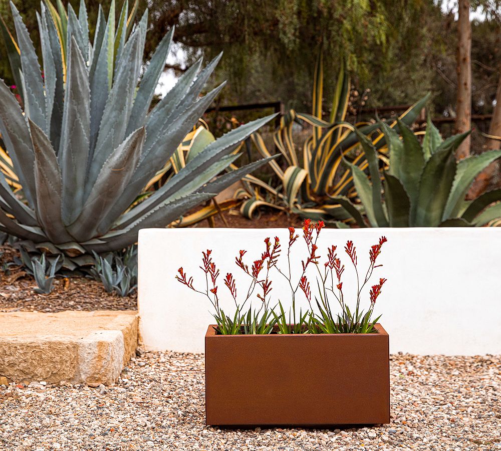 Pottery Barn Long Box Outdoor Planters - Corten Steel