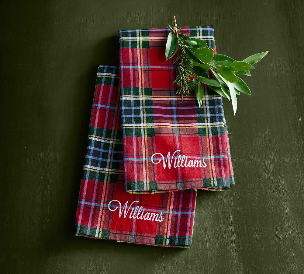 Pottery Barn Stewart Plaid Cotton Napkins - Set of 4