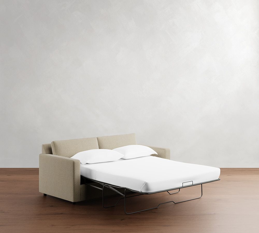 Pottery Barn Sanford Square Arm Reversible Chaise Sleeper Sectional - Storage Available (79")